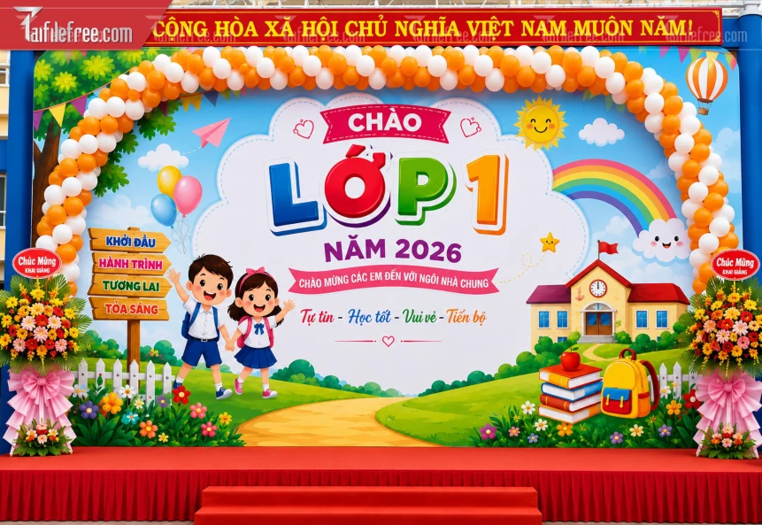 Mẫu Phông Nền Lễ Khai Giảng_BH1296