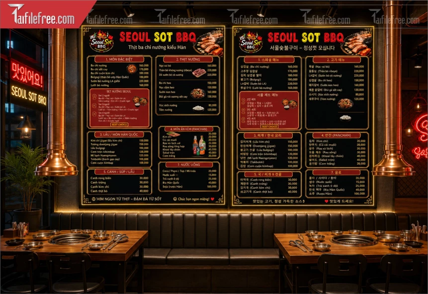 Menu Tiệm Ăn Hàn_BH1299