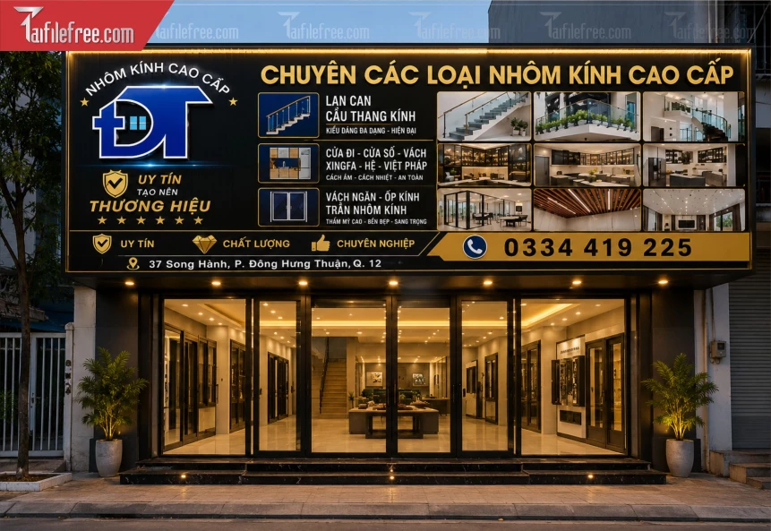 Biển Quảng Cáo, Bảng Hiệu Tiệm Nhôm Kính_BH1326