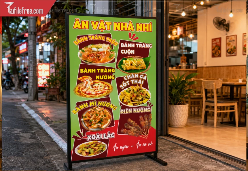 Biển Hiệu, Bảng Hộp Đèn Tiệm Ăn Vặt_BH1328