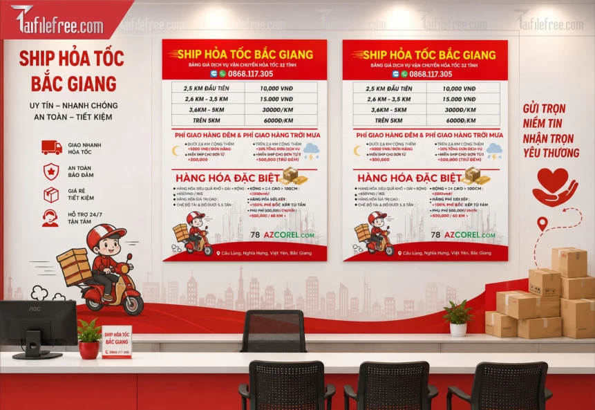 Mẫu Bảng Gía Ship Hỏa Tốc Bắc Giang_BH1334