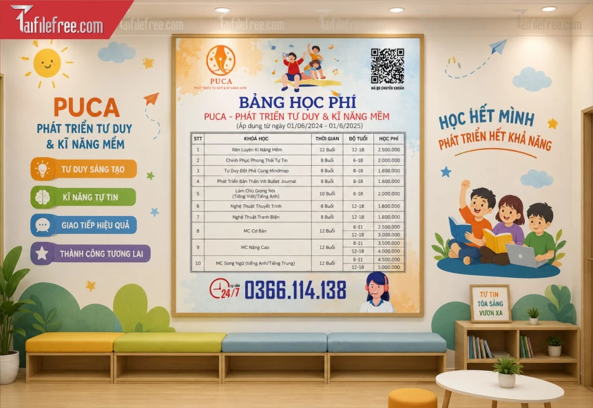 Mẫu Bảng Học Phí Phòng Học_BH1335