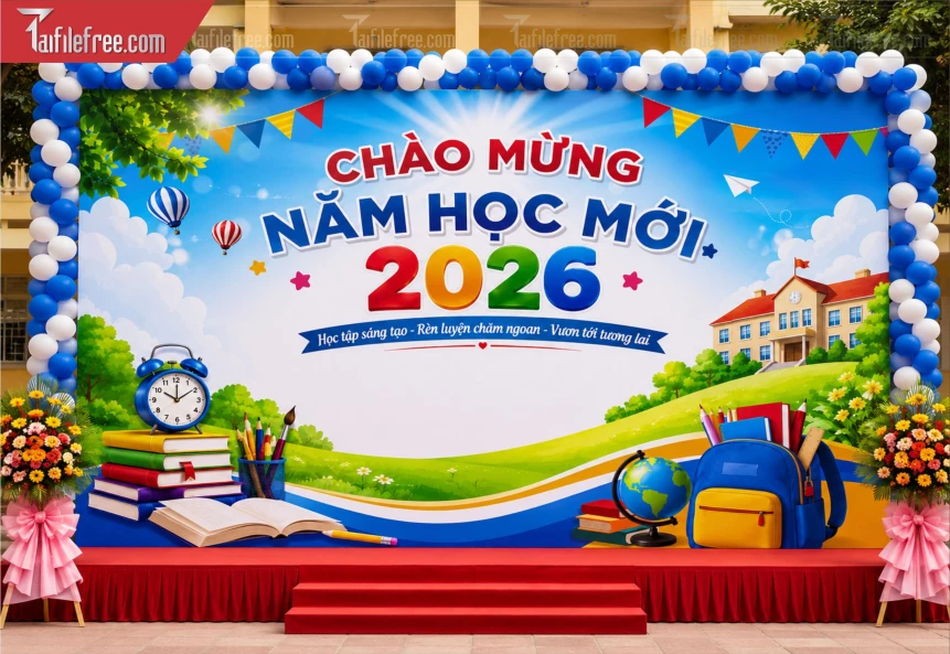 Mẫu Phông Nền Chào Năm Học Mới_BH1337