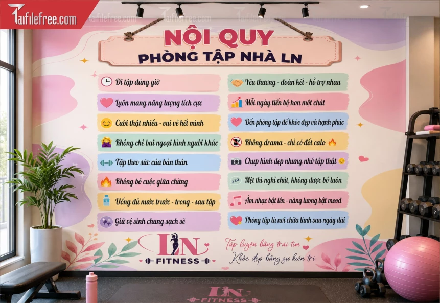 Mẫu Bảng Nội Quy Phòng Tập Thể Hình_BH1338