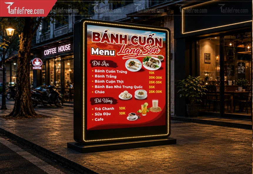 Biển Hiệu, Bảng Hộp Đèn Tiệm Bánh Cuốn_BH1351