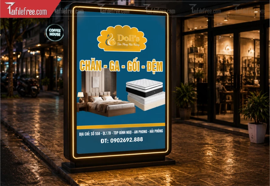 Biển Hiệu, Bảng Hộp Đèn Tiệm Chăn Gối_BH1389