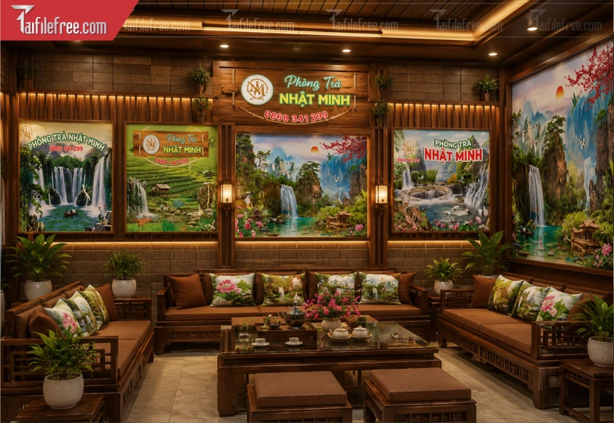 Mẫu Phông Nền Trang Trí Phòng Trà_BH1394