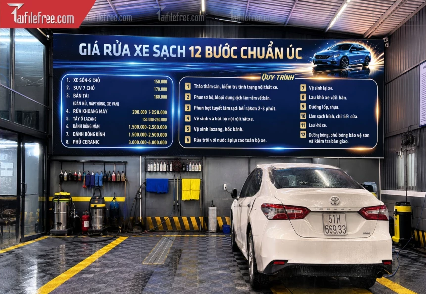 Mẫu Bảng Gía Dịch Vụ Gara_BH1396