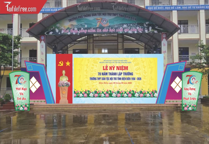 Mẫu Phông Nền Lễ Kỷ Niệm 70 Năm Thành Lập Trường_BH1406