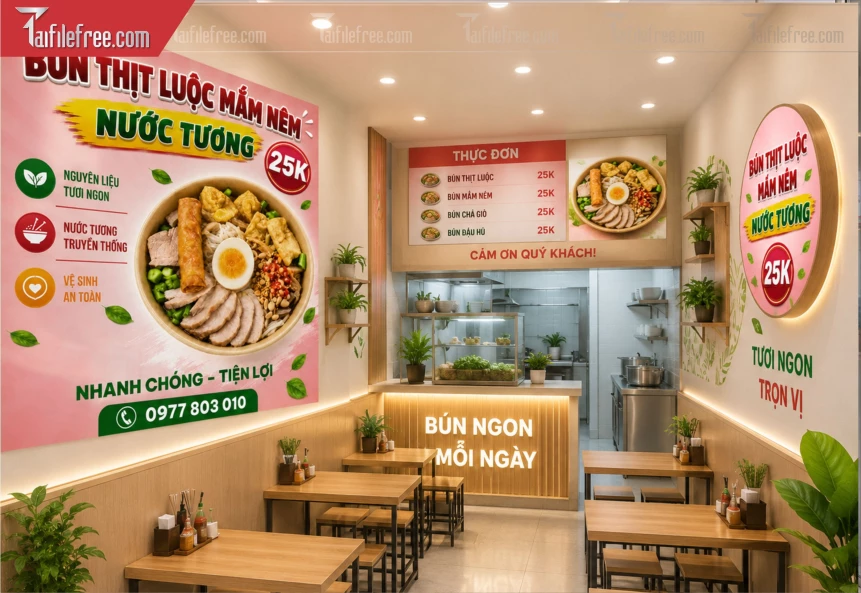 Mẫu Banner Trang Trí Tiệm Bún_BH1417