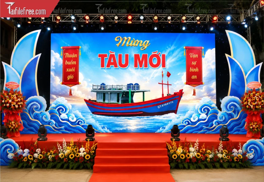 Mẫu Phông Nền Lễ Hạ Thủy_BH1441