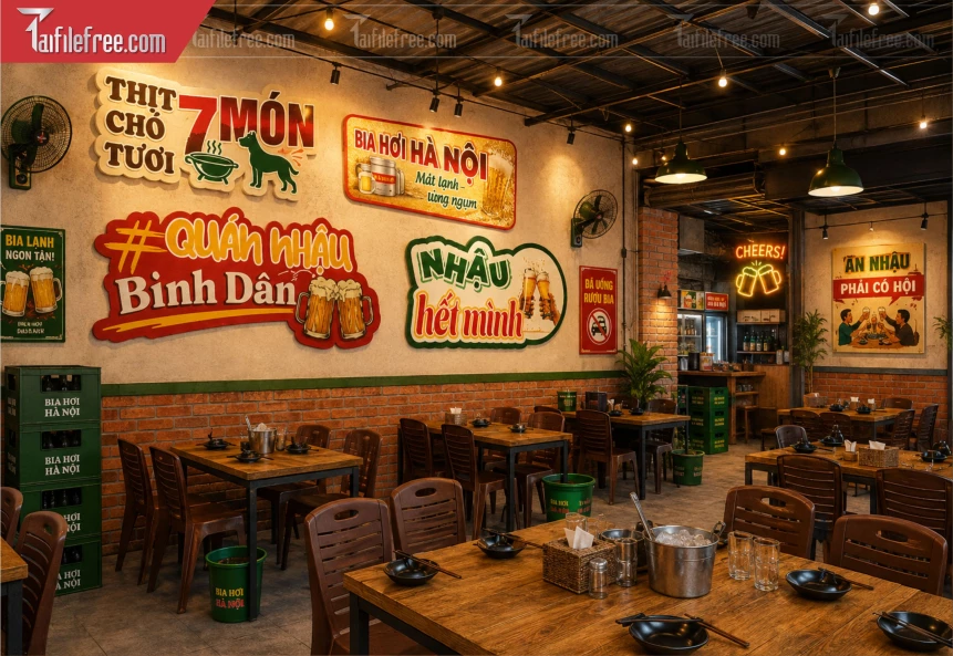 Mẫu Mô Hình Treo Tường Trang Trí Quán Nhậu_BH1445