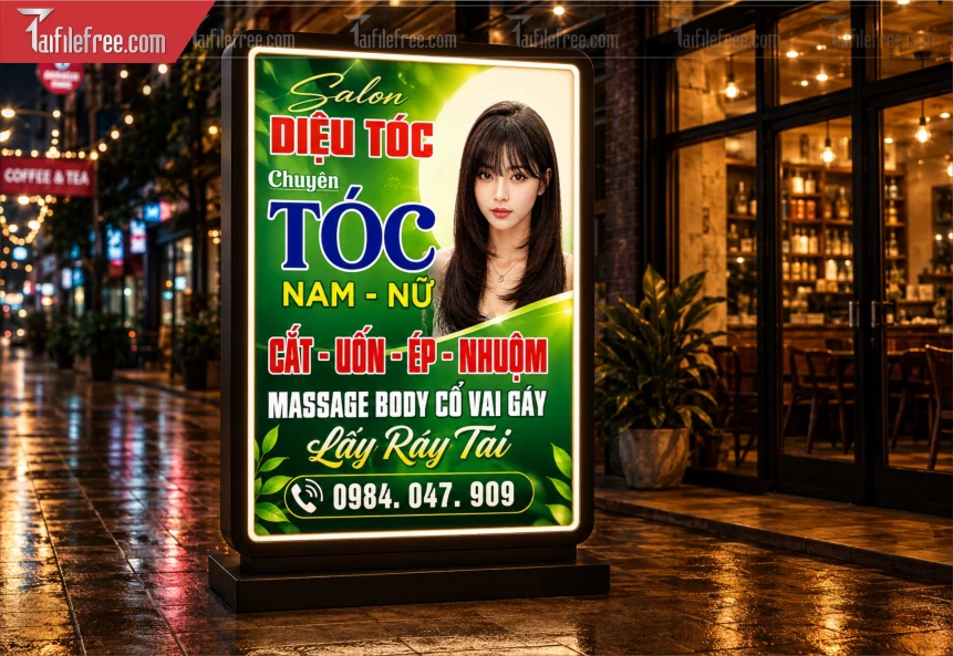 Biển Hiệu, Bảng Hộp Đèn Tiệm Cắt Tóc_BH1454