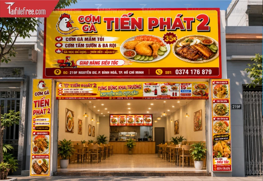 Biển Quảng Cáo, Bảng Hiệu Tiệm Cơm Gà_BH1456