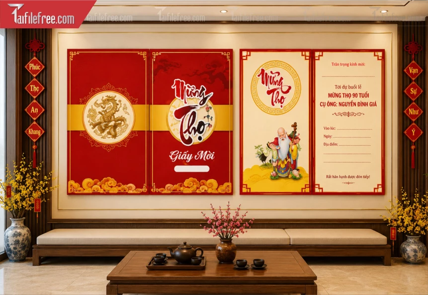 Mẫu Thư Mời Mừng Thọ_BH1490