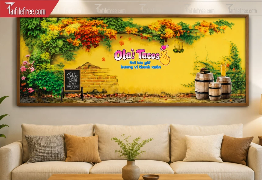 File Tranh Tường Trang Trí Quán Cà Phê, Trà Sữa_BH1527