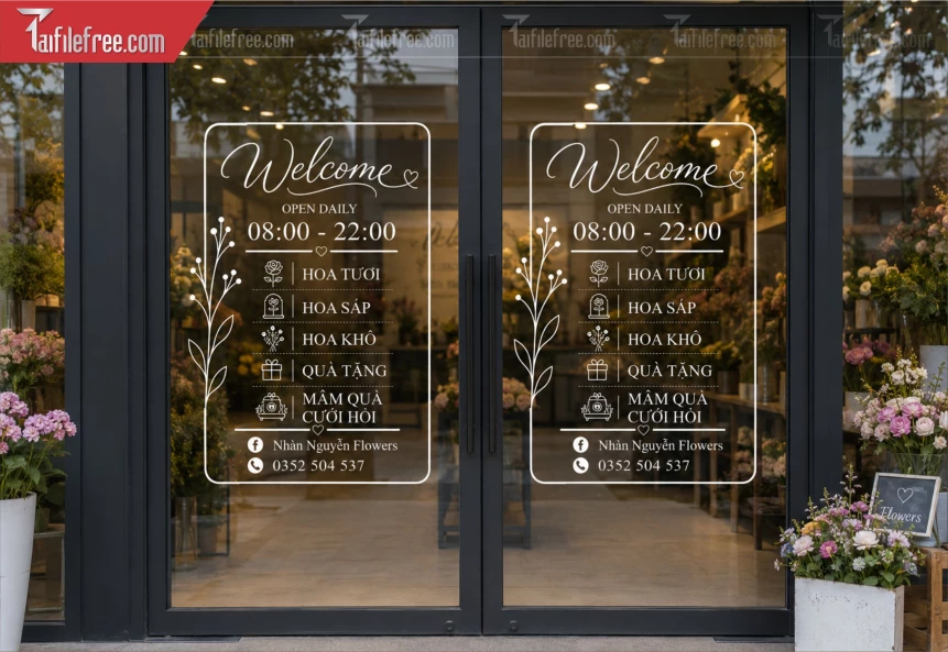 Mẫu Dcal Trang Trí Cửa Kính Phòng Cưới_BH1533