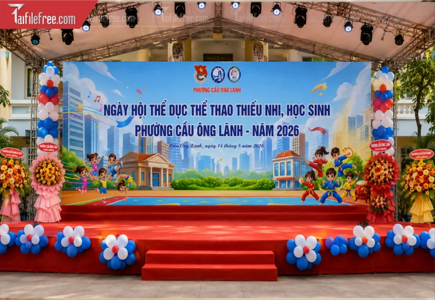 Mẫu Phông Nền Ngày Hội Thể Dục Thể Thao Thiếu Nhi_BH1547