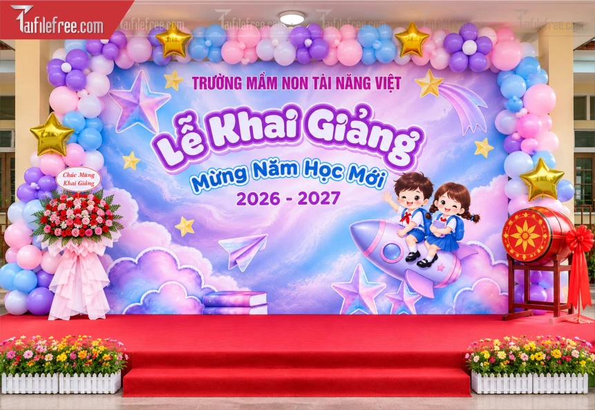 Mẫu Phông Nền Lễ Khai Giảng_BH1562