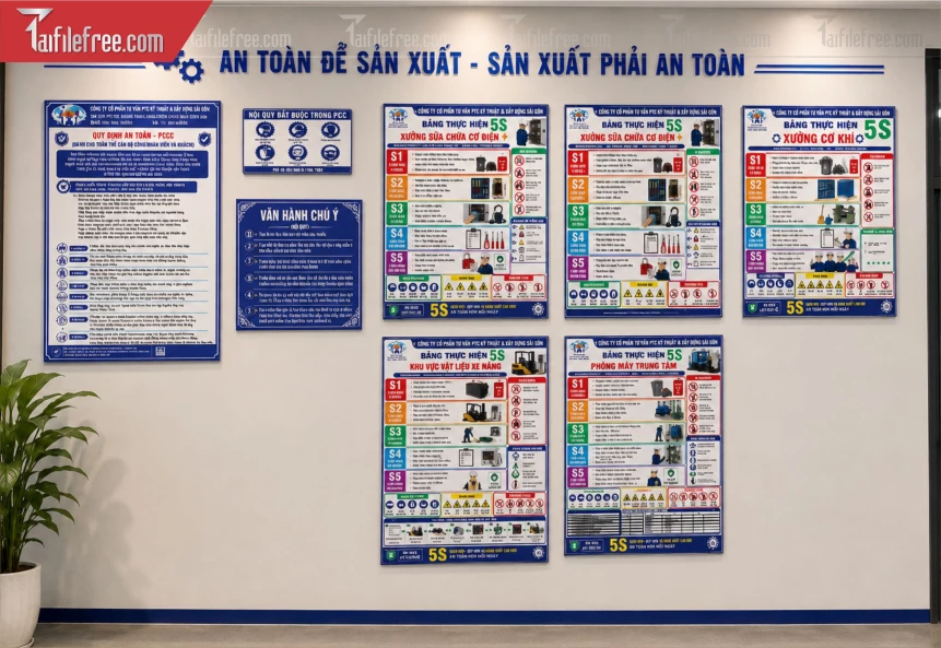 Mẫu Bảng Tiêu Chuẩn 5S Và Bảo Hộ Lao Động_BH1563