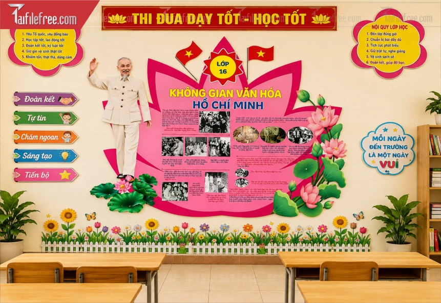 Mẫu Bảng Không Gian Văn Hóa Trang Trí Lớp Học_BH1571