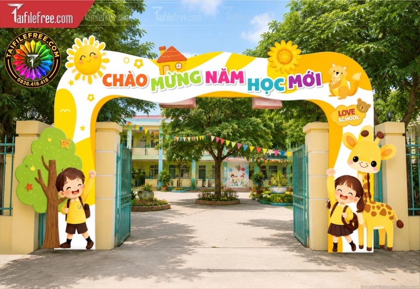 Mẫu Cổng Chào Chào Mừng Năm Học Mới_BH1638