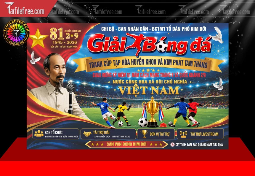 Mẫu Phông Nền Lễ Quốc Khánh Ngày Độc Lập 2/9 Và Giải Bóng Đá_BH1672