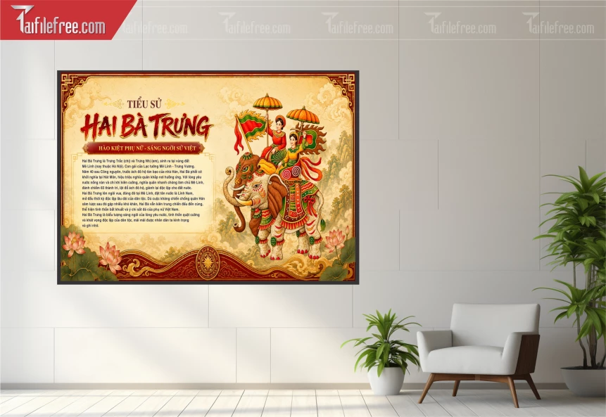 Mẫu Tranh Cổ Động Hai Bà Trưng_BH1691