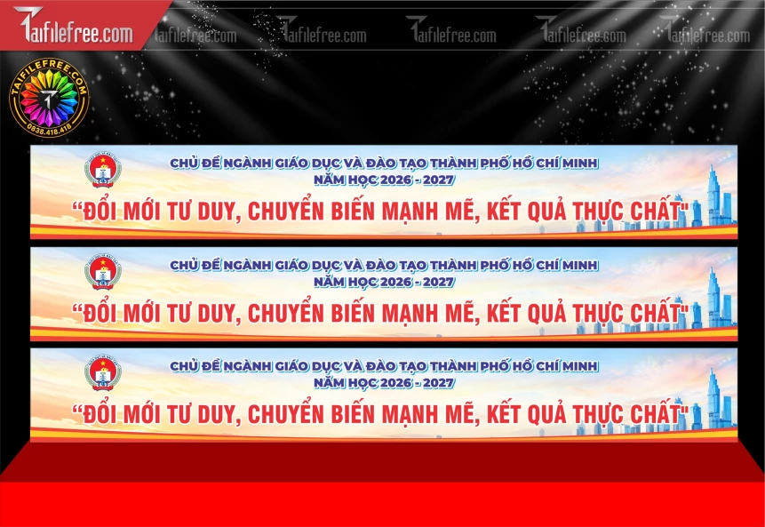 Mẫu Băng Rôn Chủ Đề Năm Học_BH1694
