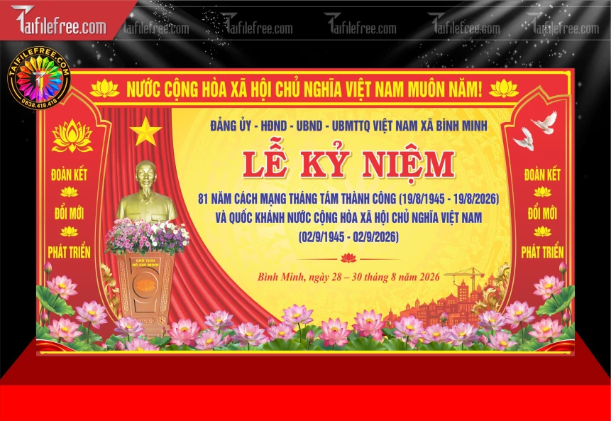 Mẫu Phông Nền Chào Mừng Cách Mạng Tháng Tám Thành Công_BH1696