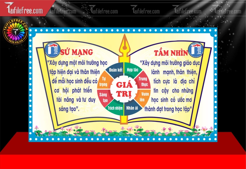 Mẫu Bảng Tầm Nhìn Và Giá Trị Cốt Lõi Của Một Trường Học_BH1729