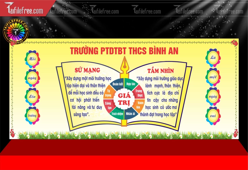 Mẫu Bảng Tầm Nhìn Và Giá Trị Cốt Lõi Của Một Trường Học_BH1733