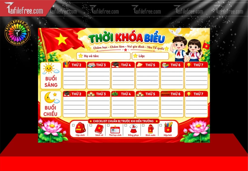 Mẫu Bảng Thời Khóa Biểu Trang Trí Lớp Học_BH1800