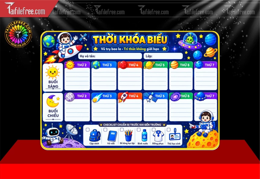 Mẫu Bảng Thời Khóa Biểu Trang Trí Lớp Học_BH1801