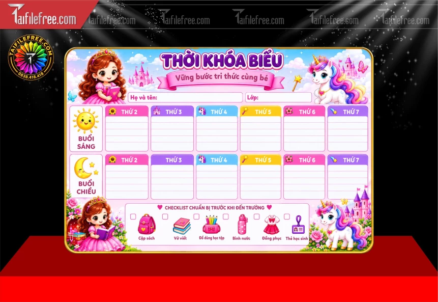 Mẫu Bảng Thời Khóa Biểu Trang Trí Lớp Học_BH1803