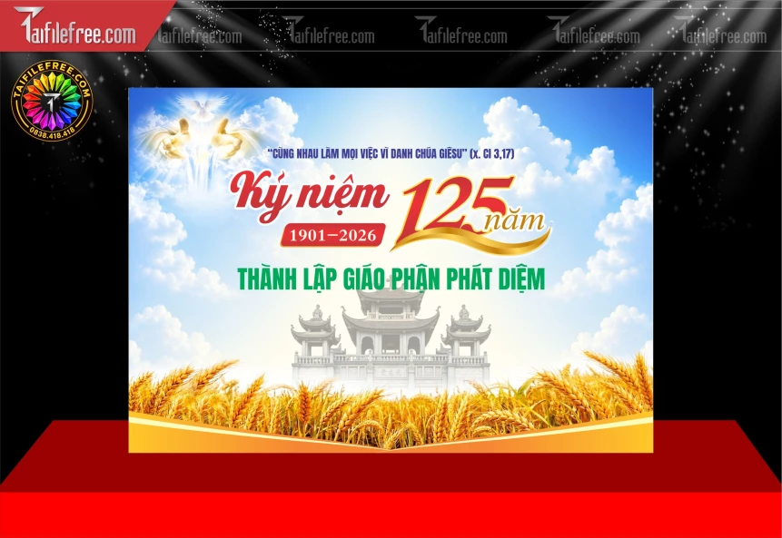 Mẫu Phông Nền Kỷ Niệm 125 Năm Thành Lập Giáo Phận Phát Diệm_BH1916