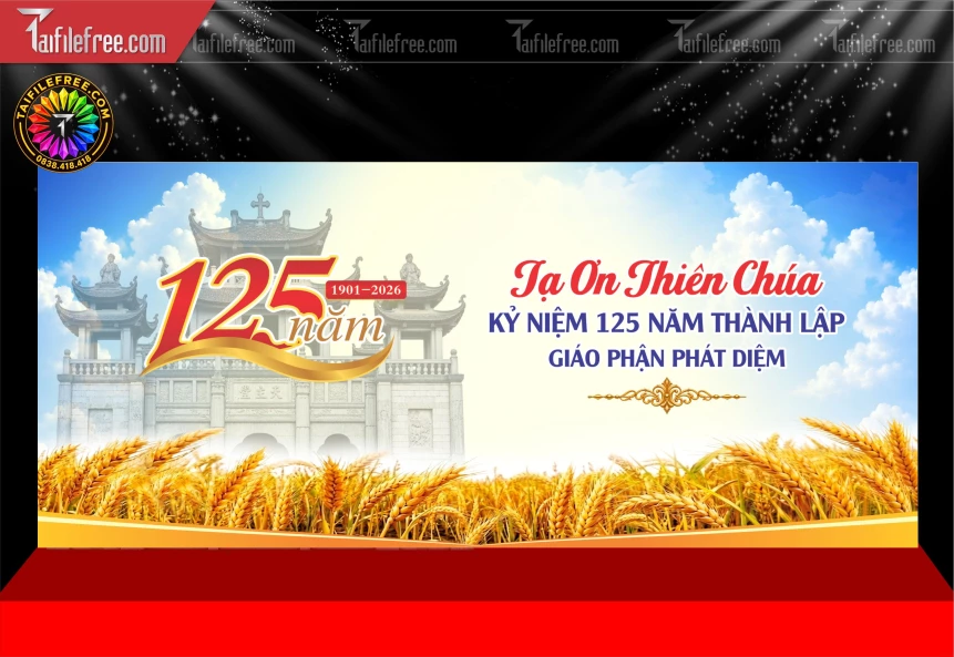 Mẫu Phông Nền Kỷ Niệm 125 Năm Thành Lập Giáo Phận Phát Diệm_BH1917
