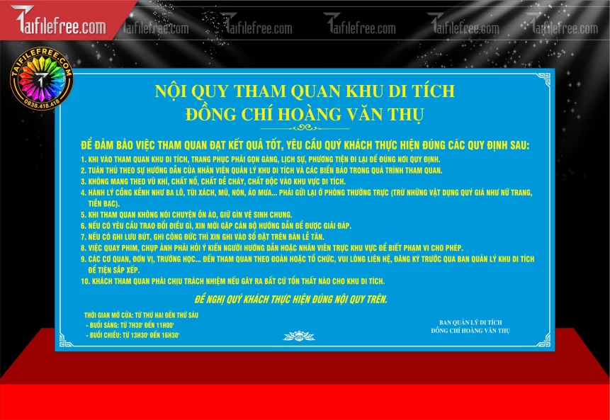 Mẫu Nội Quy Tham Quan Khu Di Tích_BH2104