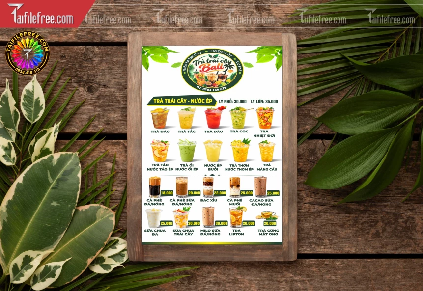 Mẫu Menu Tiệm Trà Trái Cây_BH2137