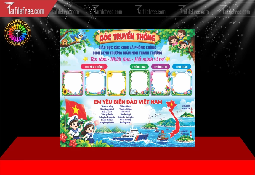 Mẫu Maket Bảng Tin Thông Báo Trường Mầm Non_BH2149