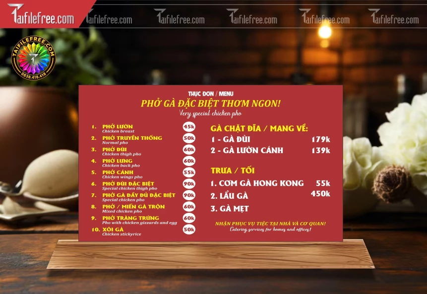 Mẫu Menu Tiệm Phở_BH2150