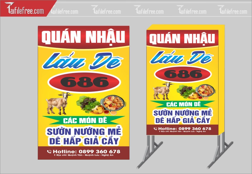 Biển Hiệu, Bảng Vẫy Hộp Đèn Quán Nhậu Lẩu Dê_BH262