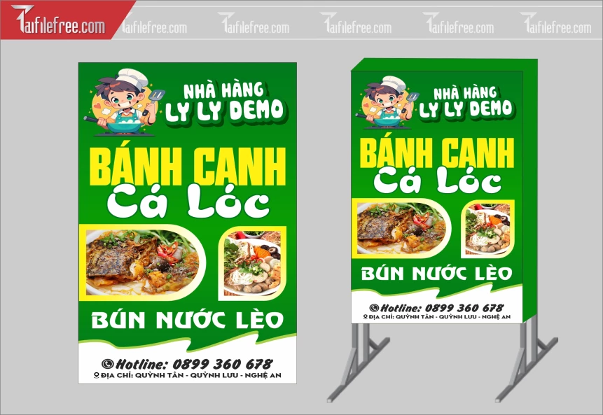 Biển Hiệu, Bảng Vẫy Hộp Đèn Phụ Bánh Canh Cá Lóc_BH274