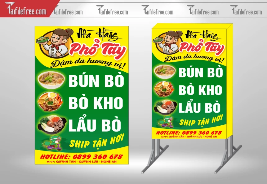 Biển Hiệu, Bảng Vẫy Hộp Đèn Tiệm Bún_BH307