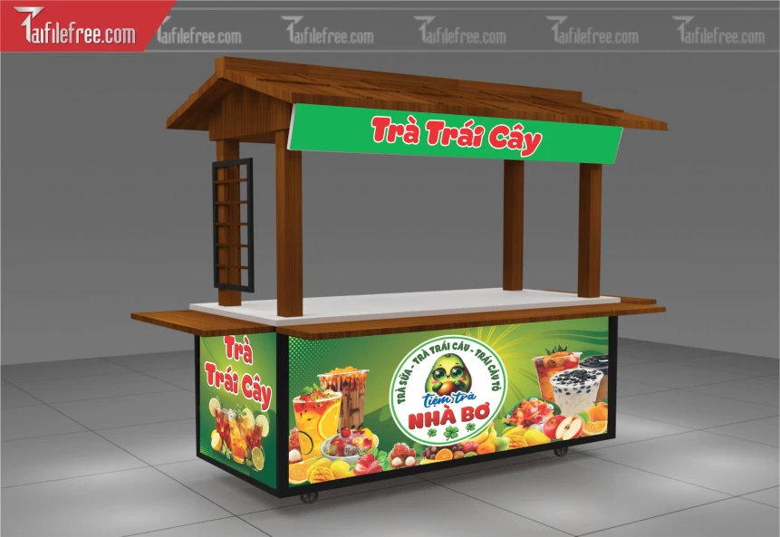 Mẫu Dcan Dán Xe Bán Hàng Trà Trái Cây_BH438
