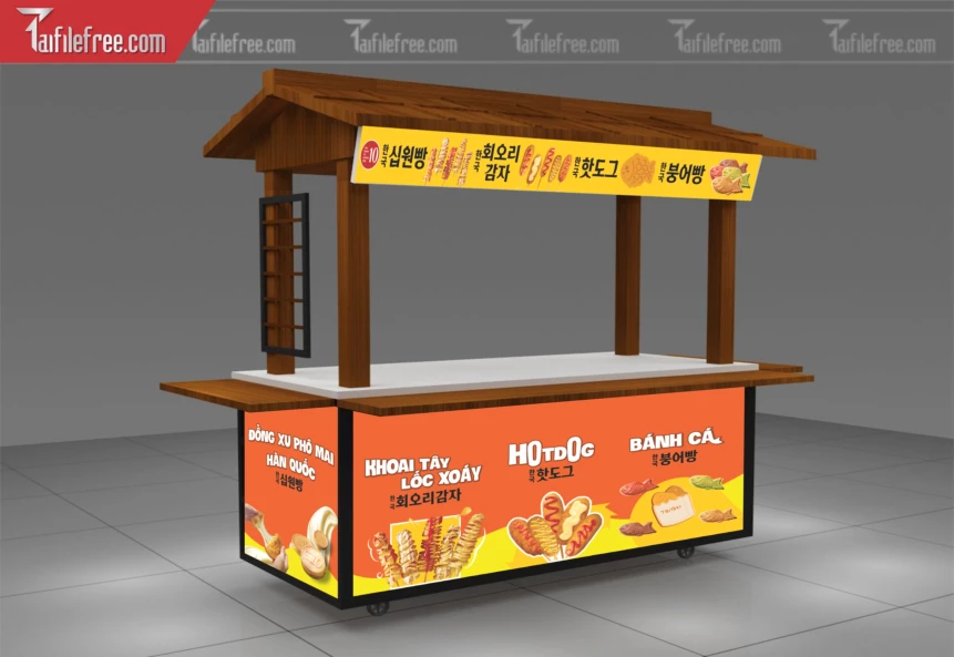 Mẫu Dcan Dán Xe Bán Hàng Ăn Vặt, Bánh Mì, Hotdog_BH442