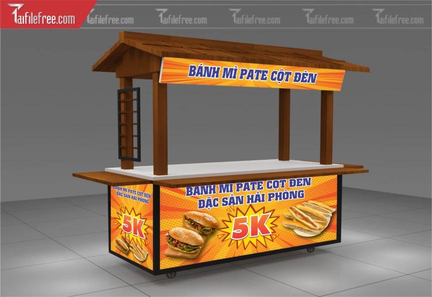 Mẫu Dcan Dán Xe Bán Hàng Ăn Vặt, Bánh Mì, Hamburger_BH443
