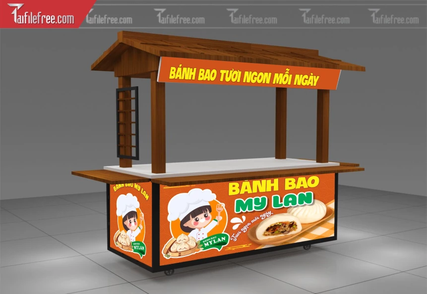 Mẫu Dcan Dán Xe Bán Hàng Bánh Bao_BH478