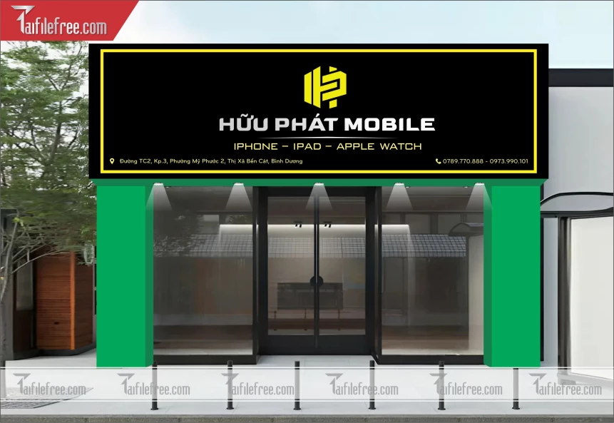 Biển Quảng Cáo, Bảng Hiệu Tiệm Điện Thoại Hữu Phát Mobile_BH491