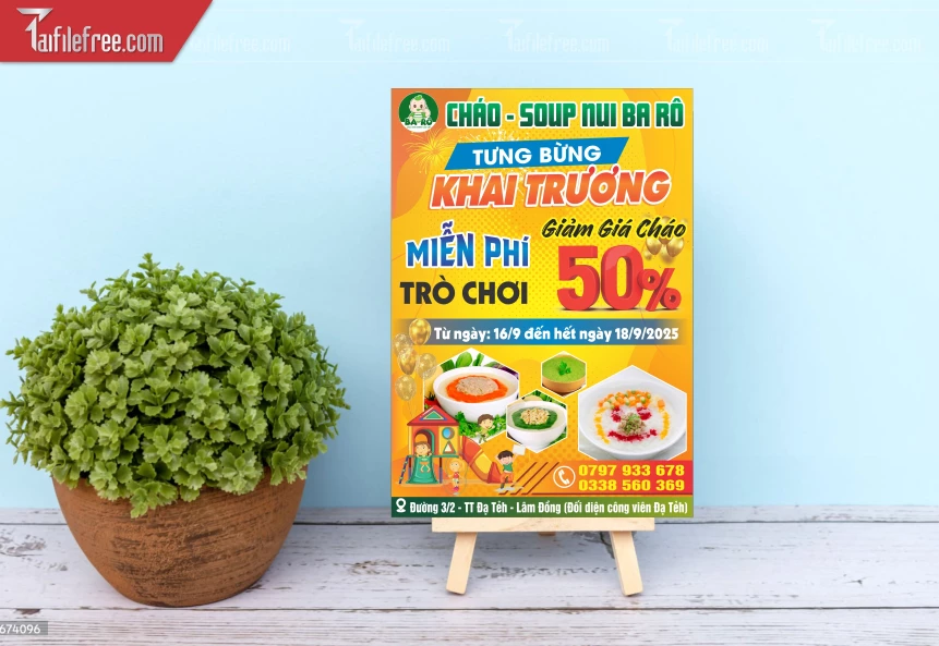 Tờ Rơi Tưng Bừng Khai Trương Tiệm Cháo_BH517